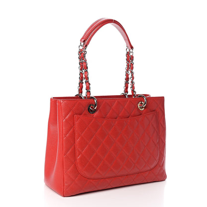Chanel Caviar Quilted Grand Shopping Tote GST Red 3 of 10