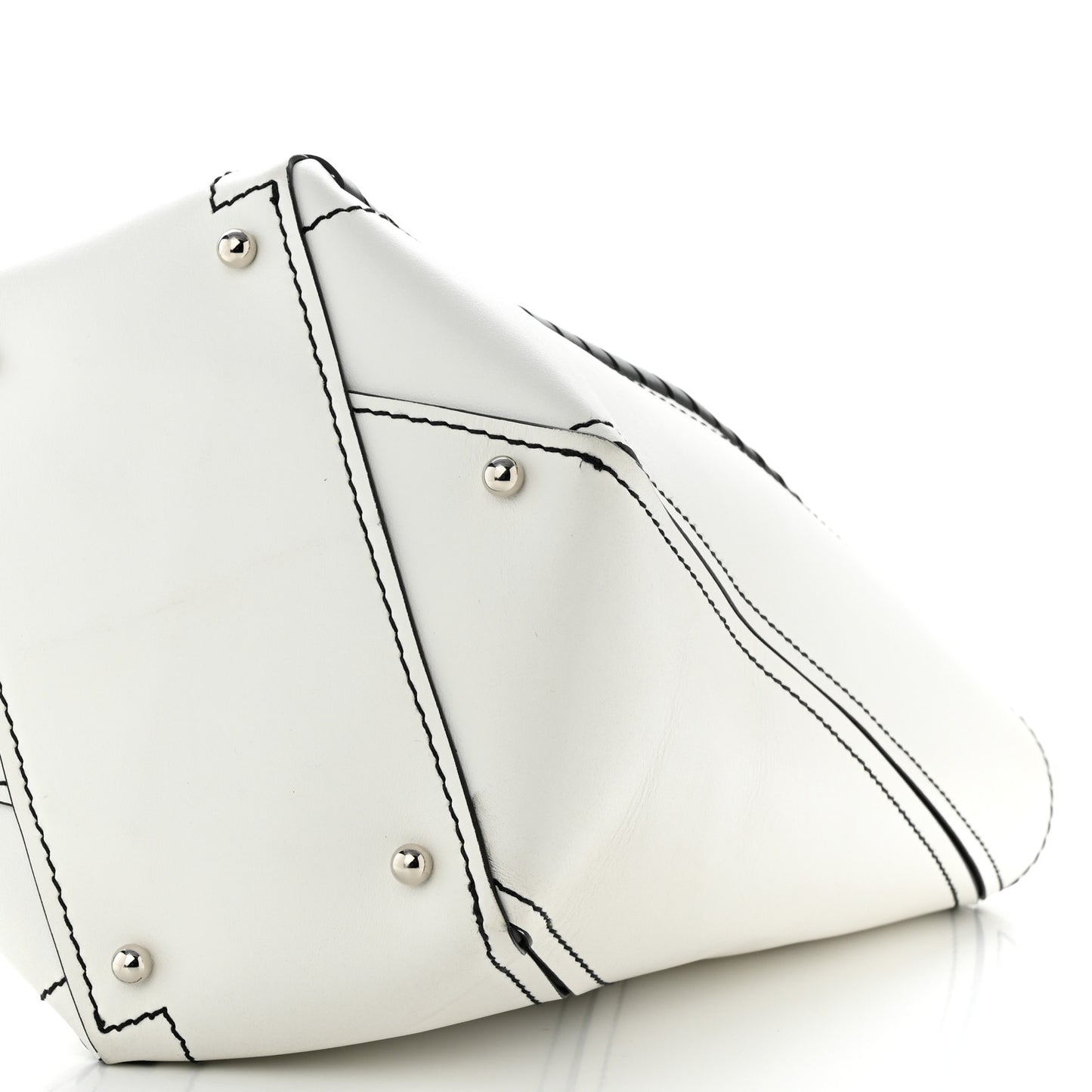 Smooth Calfskin Medium Hex Bucket Bag Black White