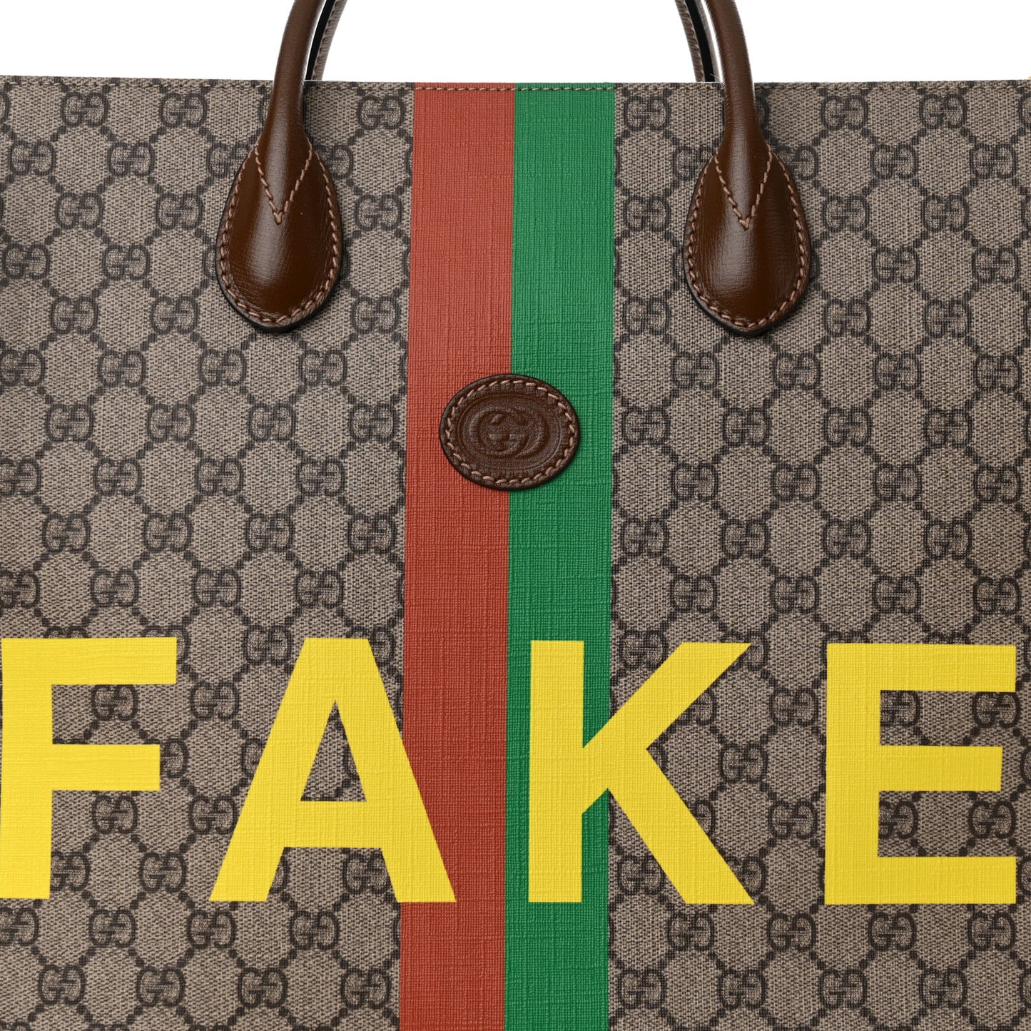 GG Supreme Monogram Fake/Not Large Retro Interlocking G Tote Bag Beige Brown Sugar
