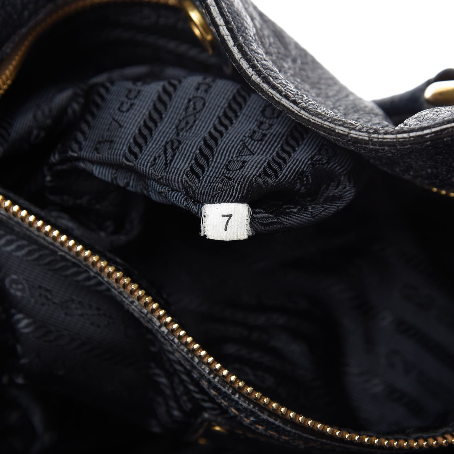 Prada Metallic Vitello Daino Tote Dark Blue 9 of 10
