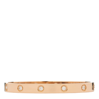 Cartier 18K Pink Gold 10 Diamond LOVE Bracelet 17 1 of 6
