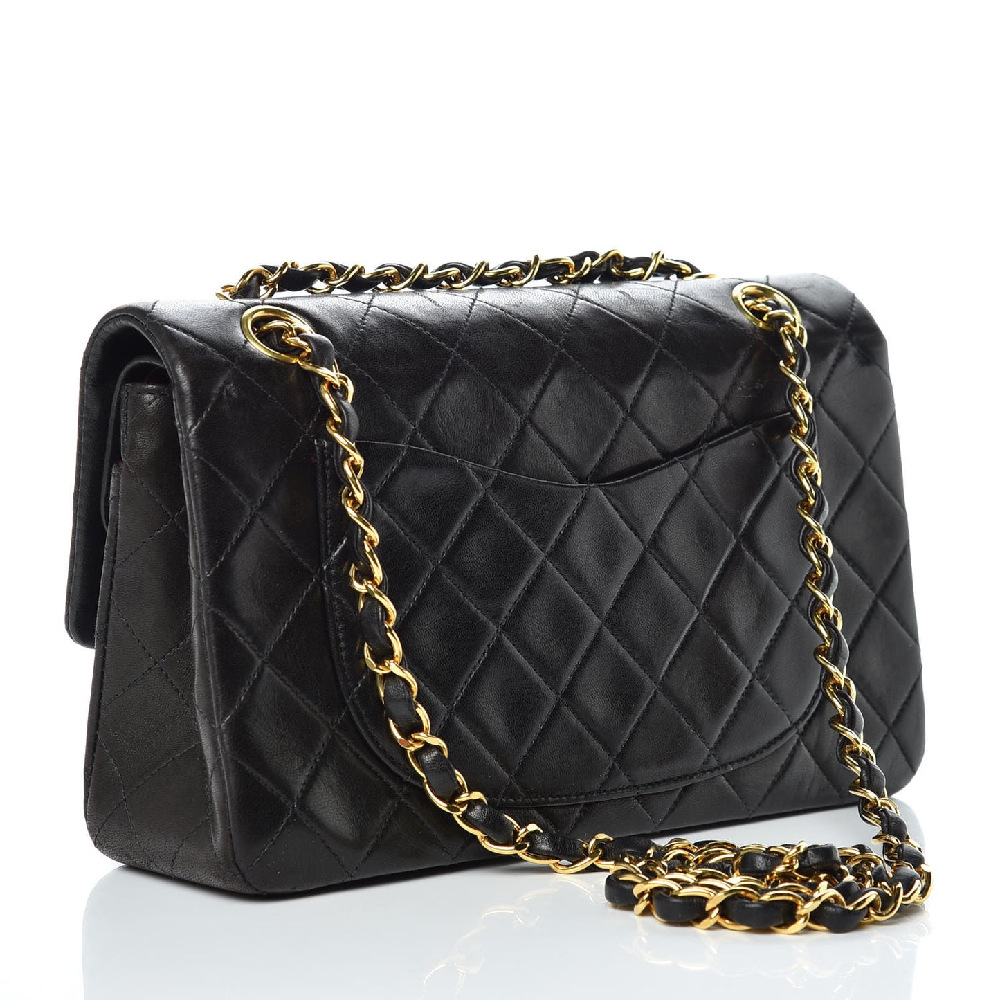 Lambskin Quilted Small Double Flap Black