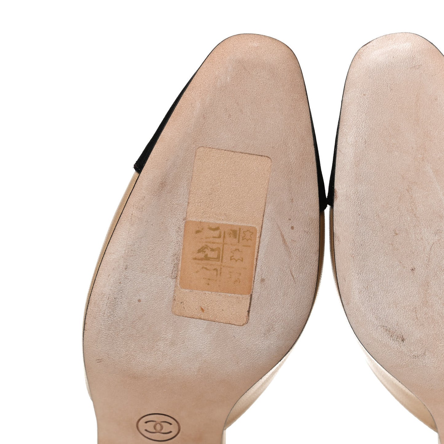 Goatskin Grosgrain Cap Toe CC Slingback Pumps 36 Beige Black