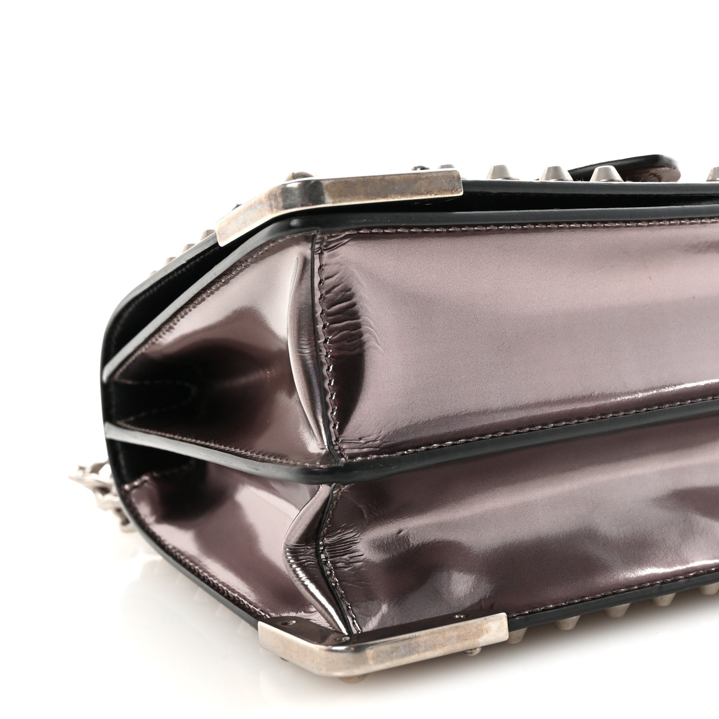 Metallic Vitello Calfskin Cahier Bag Ferro Cuoio