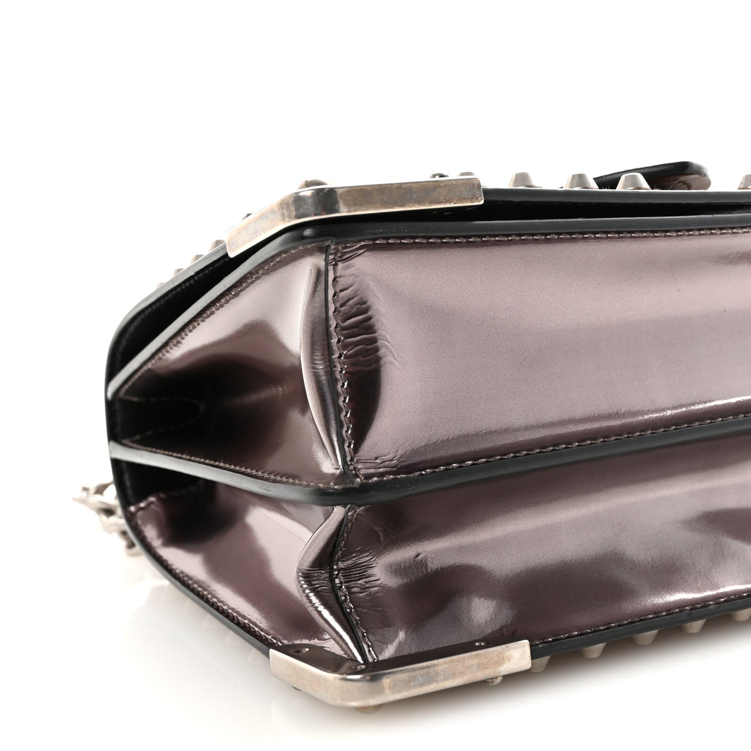 Prada Metallic Vitello Calfskin Cahier Bag Ferro Cuoio 8 of 9
