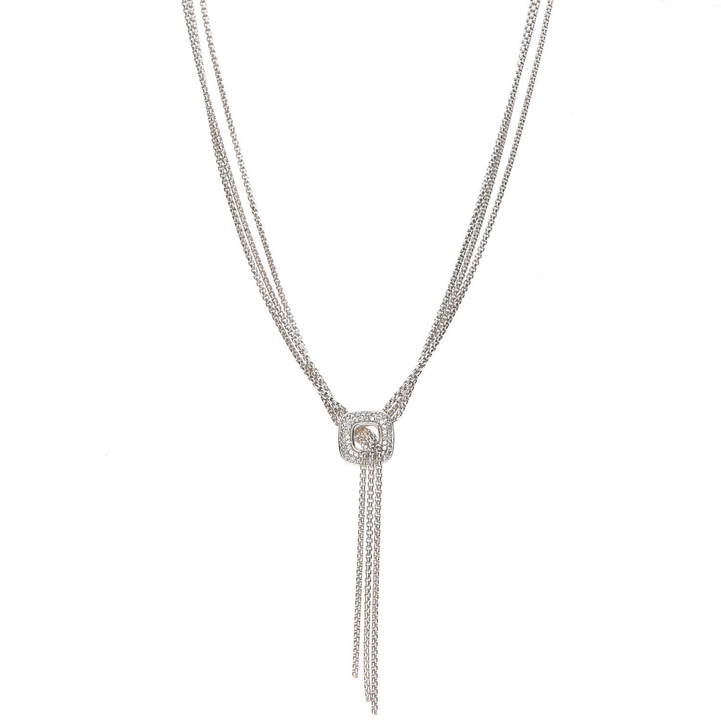 Sterling Silver Diamond 14mm Waterfall Lariat Necklace