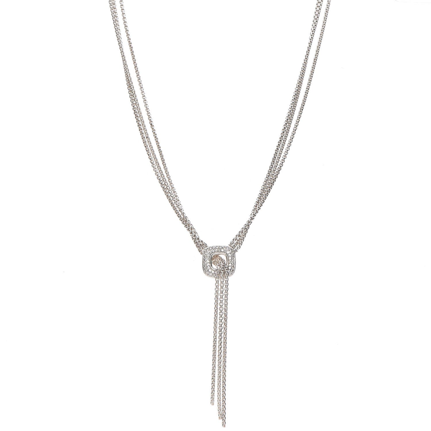 David Yurman Sterling Silver Diamond 14mm Waterfall Lariat Necklace 1 of 5