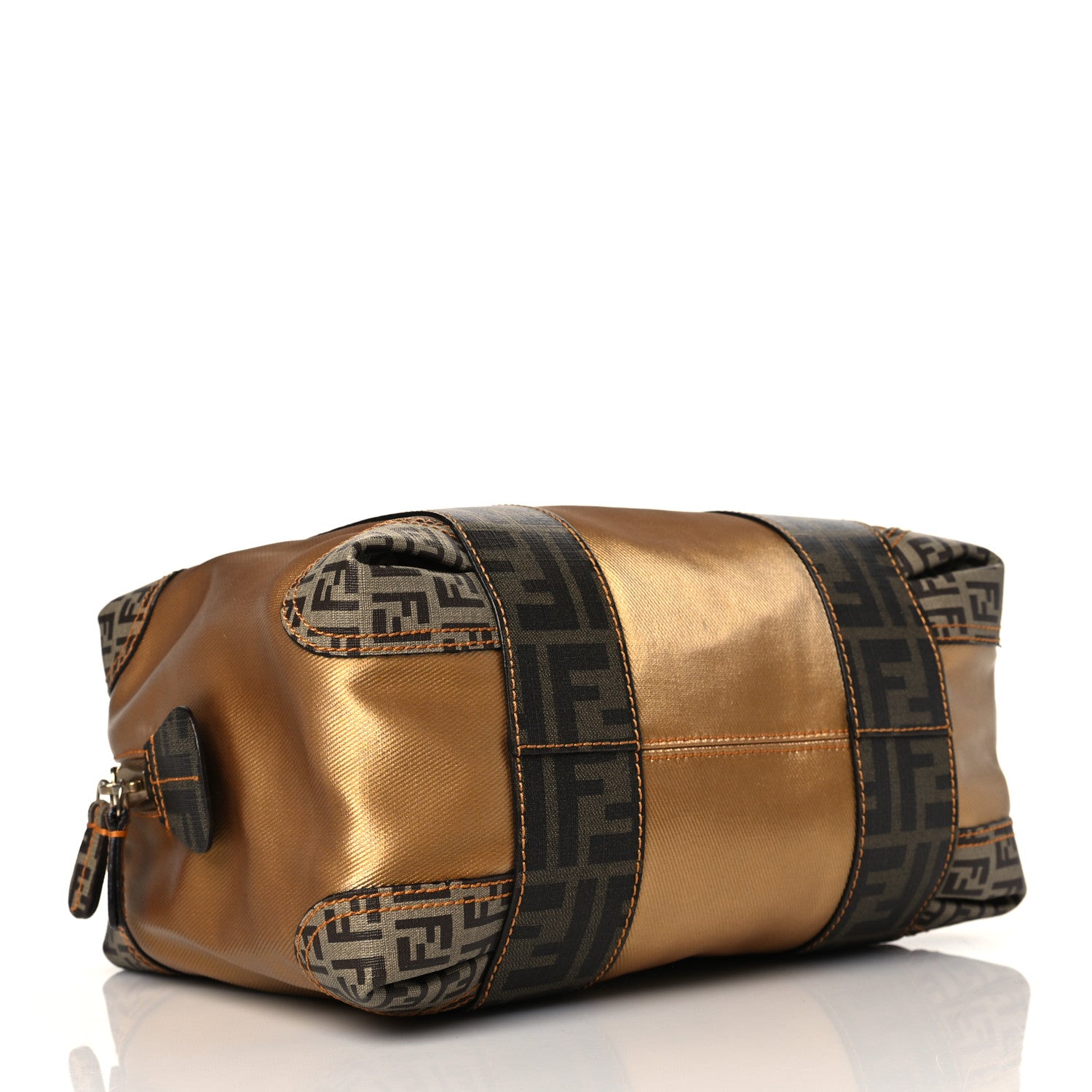 Fendi Zucca Zucchino Mixed Media Small B Mix Tote Tobacco Gold 4 of 10
