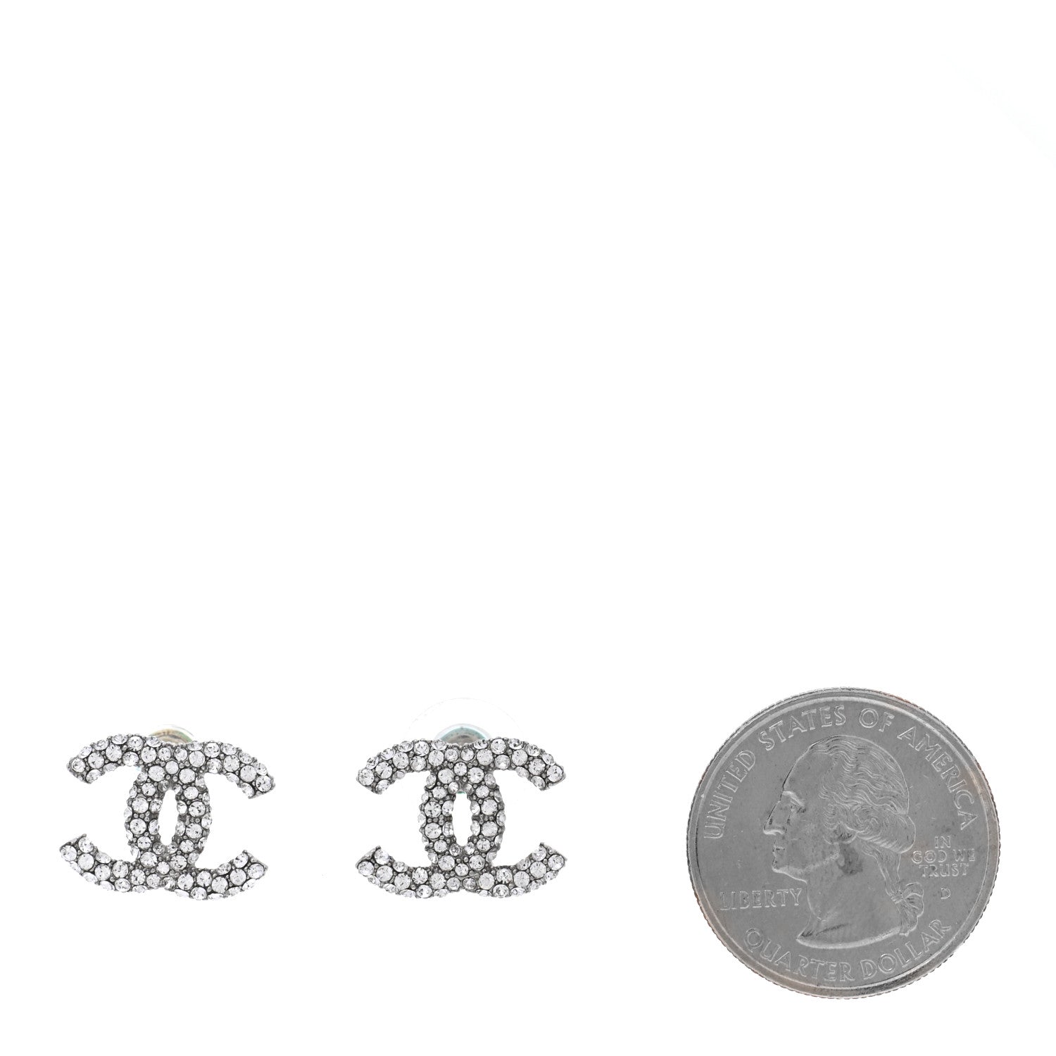 Chanel Crystal CC Earrings Silver 2 of 5