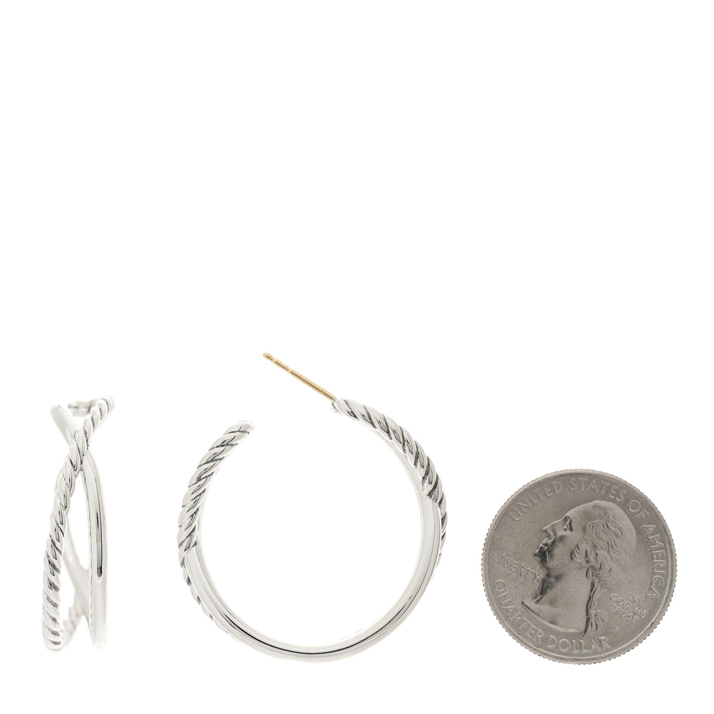 Sterling Silver Crossover Cable Hoop Earrings