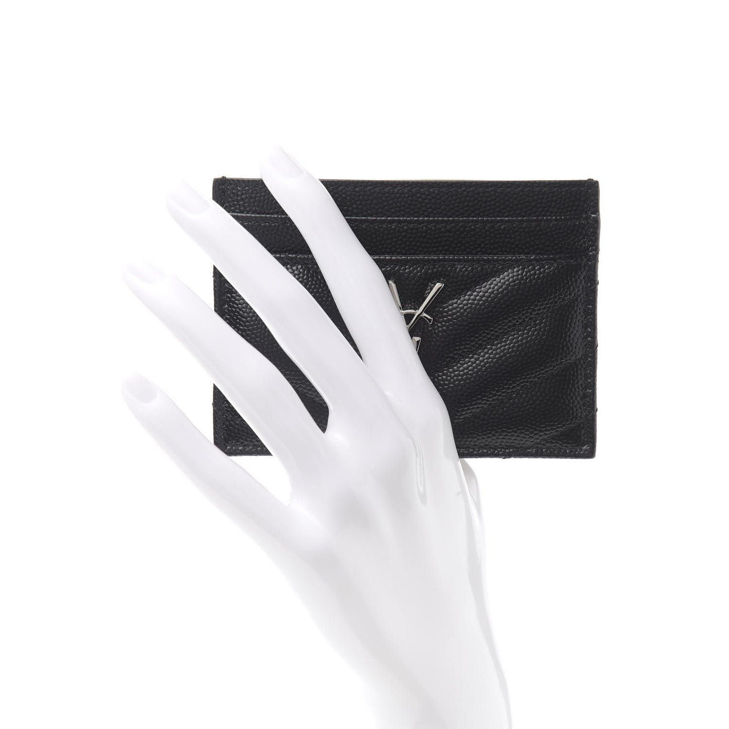 Grain De Poudre Matelasse Chevron Monogram Credit Card Case Black