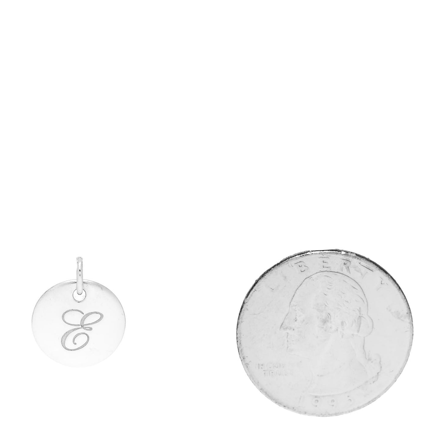 Sterling Silver Letter E Round Pendant