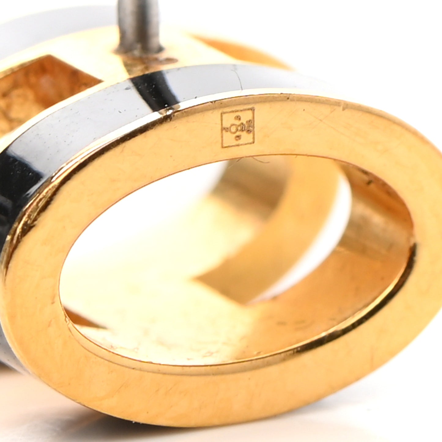 Gold Lacquered Pop H Earrings Black