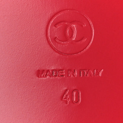 Chanel Patent Goatskin Quilted CC Sandals 40 Red 7 of 9