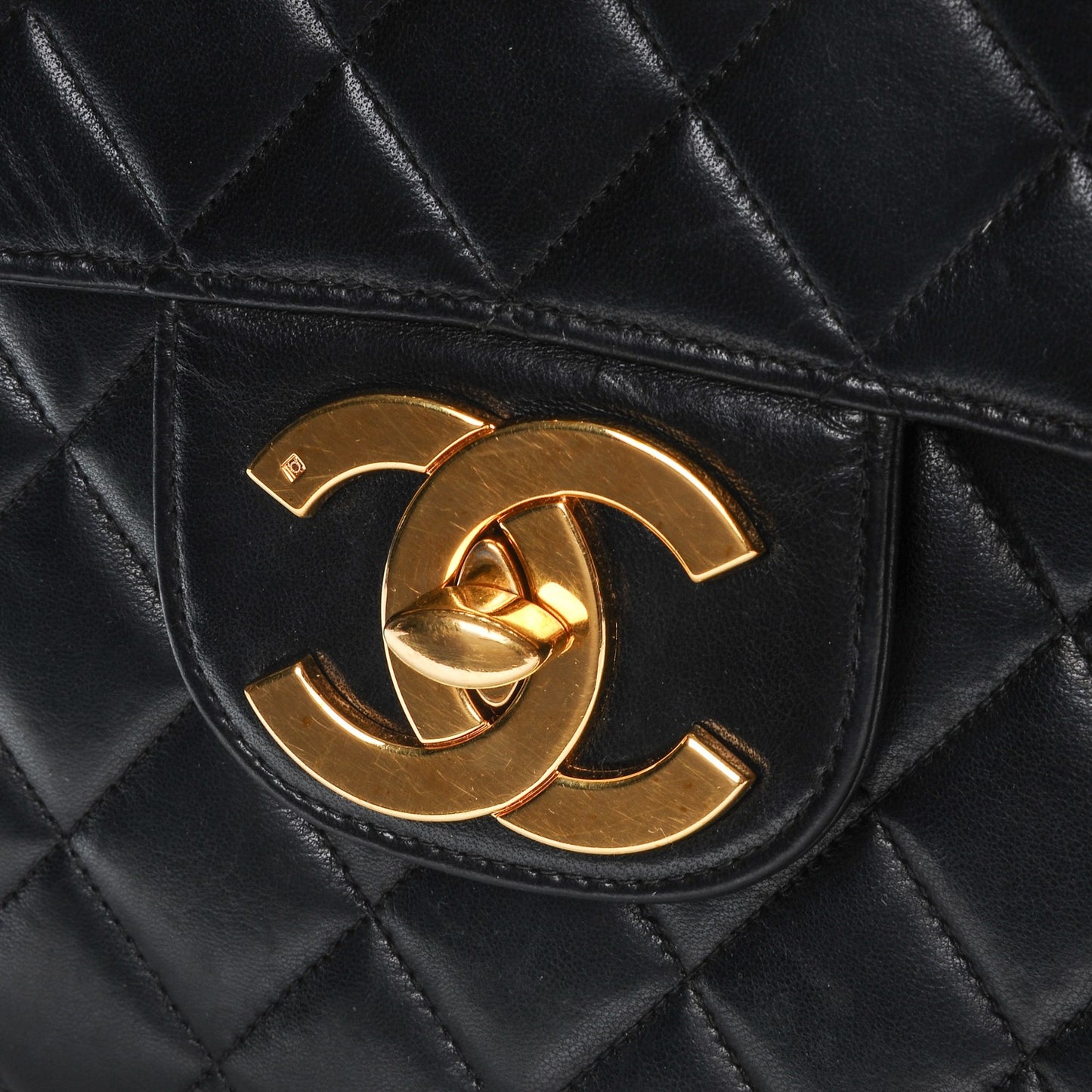 Lambskin Quilted Jumbo Flap Black