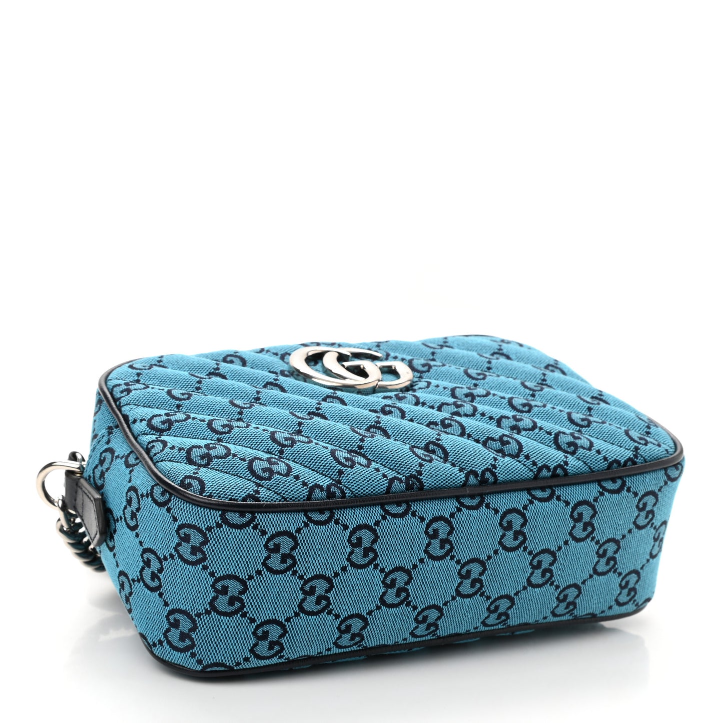 Monogram Multicolor Matelasse Diagonal Small GG Marmont Chain Shoulder Bag Light Blue