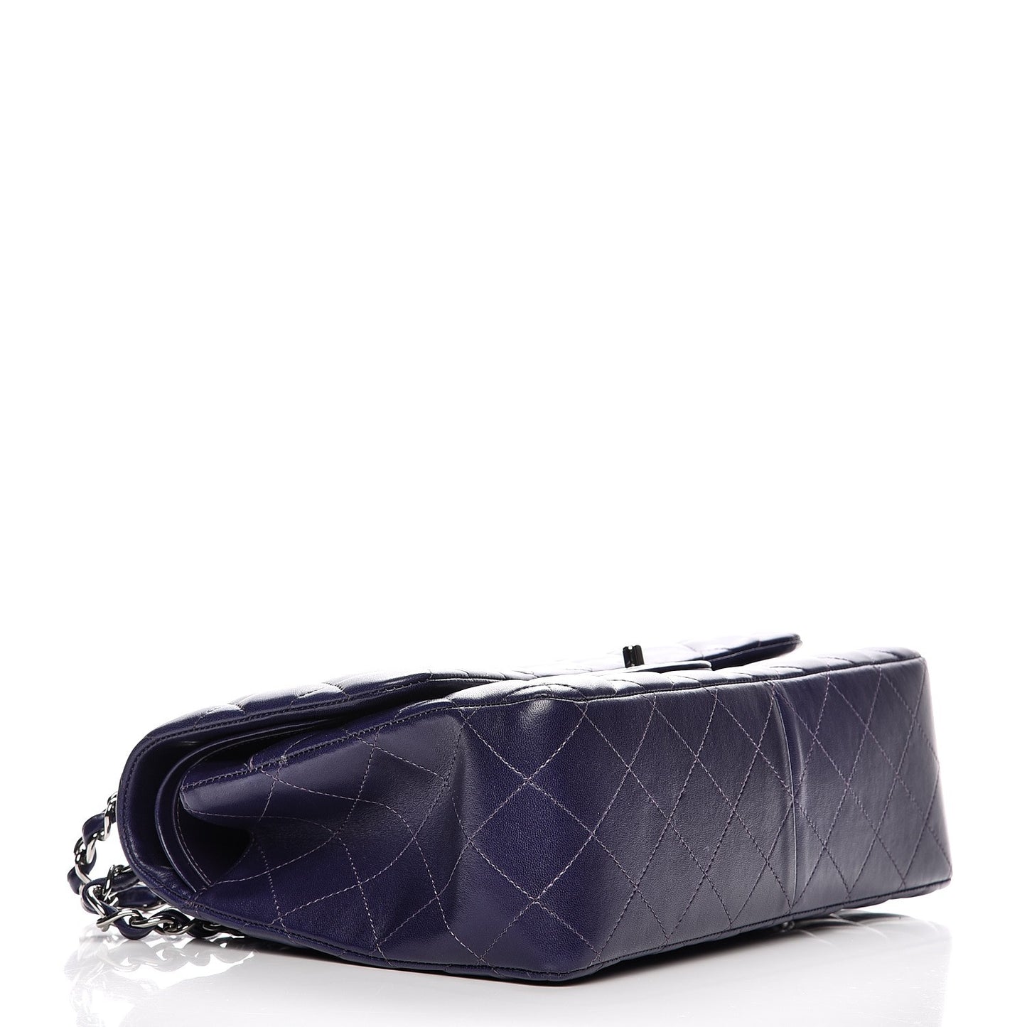 Lambskin Quilted Jumbo Double Flap Dark Purple