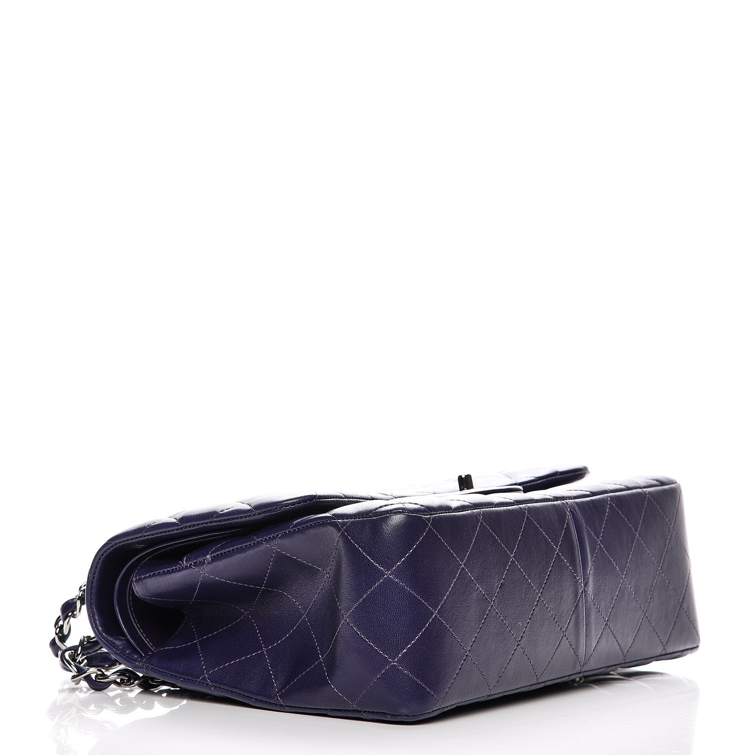 Chanel Lambskin Quilted Jumbo Double Flap Dark Purple 4 of 11