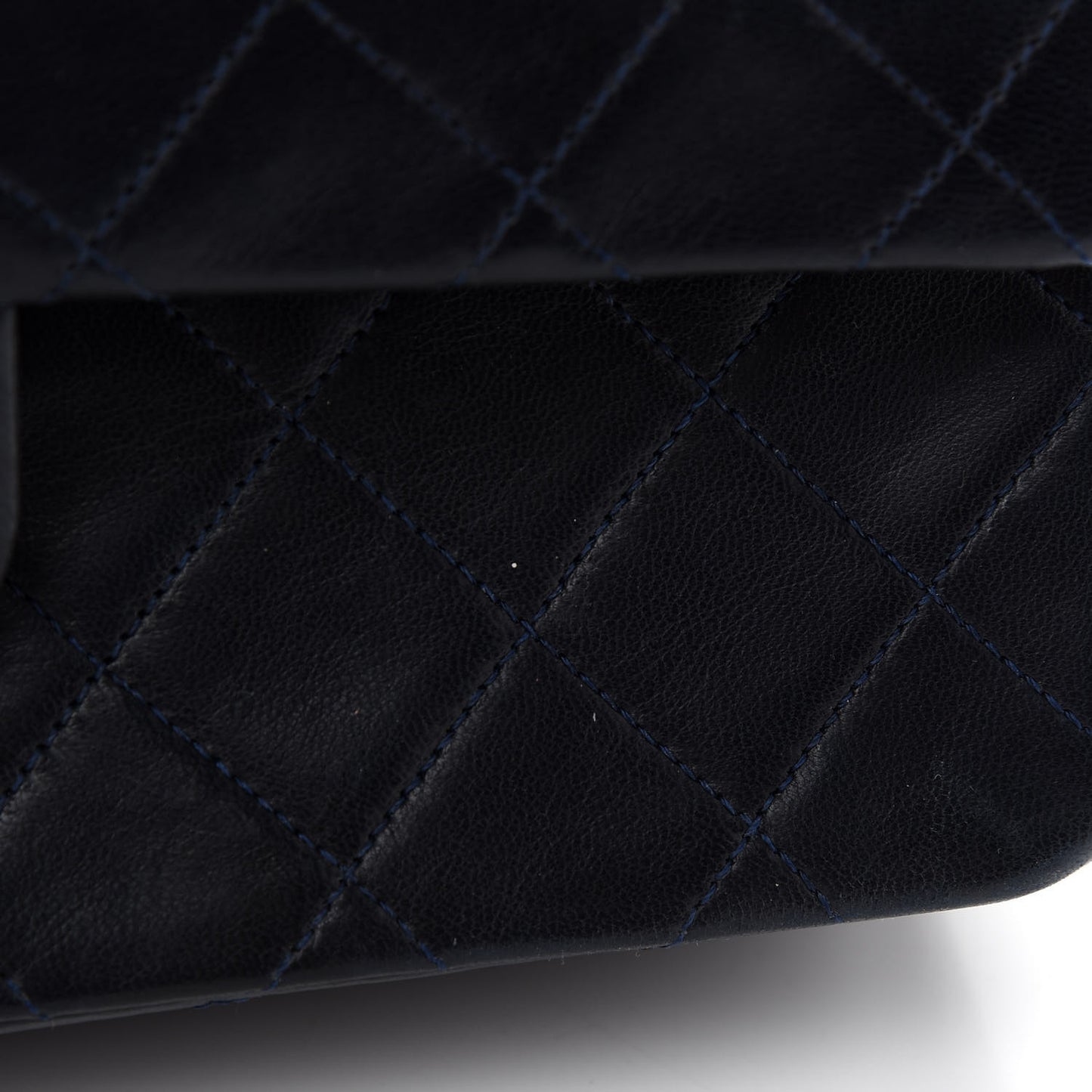 Lambskin Quilted Medium Double Flap Navy