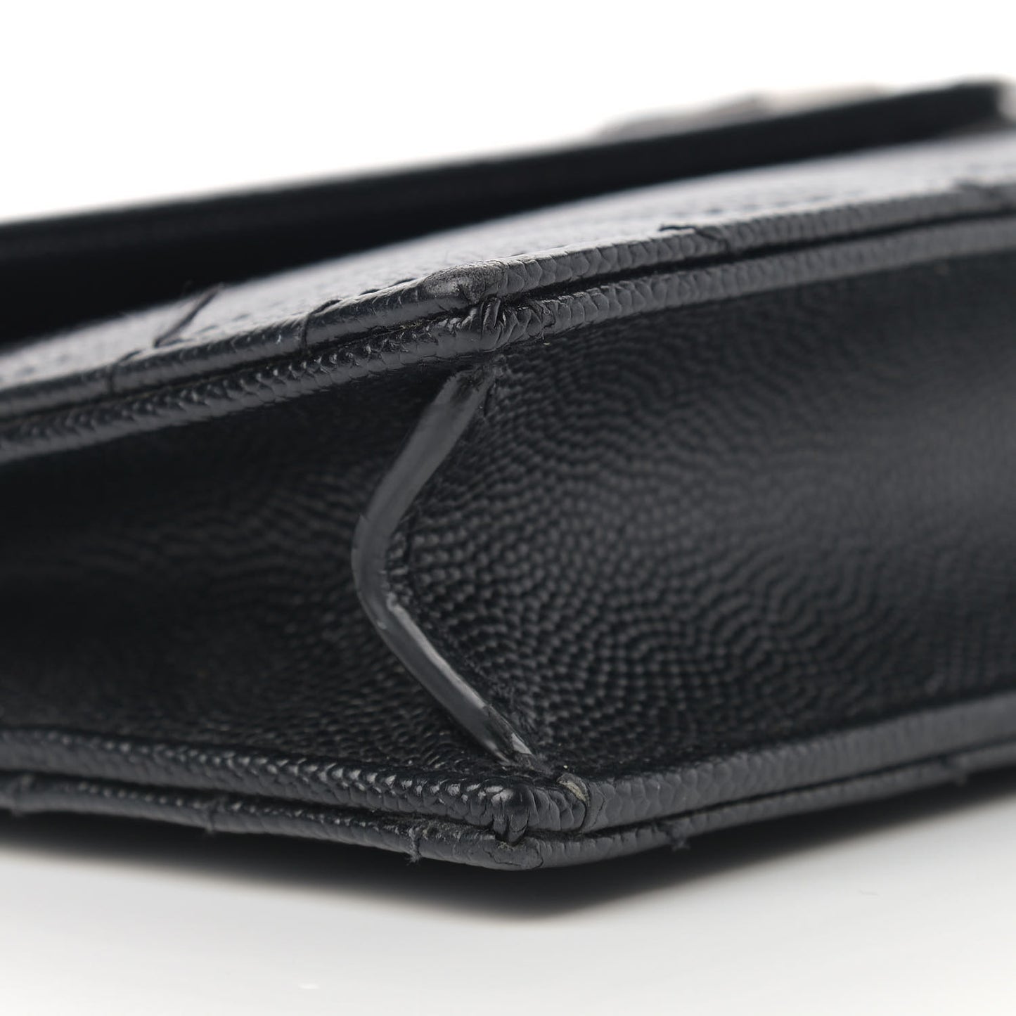 Grain De Poudre Matelasse Chevron Monogram Envelope Chain Wallet Black
