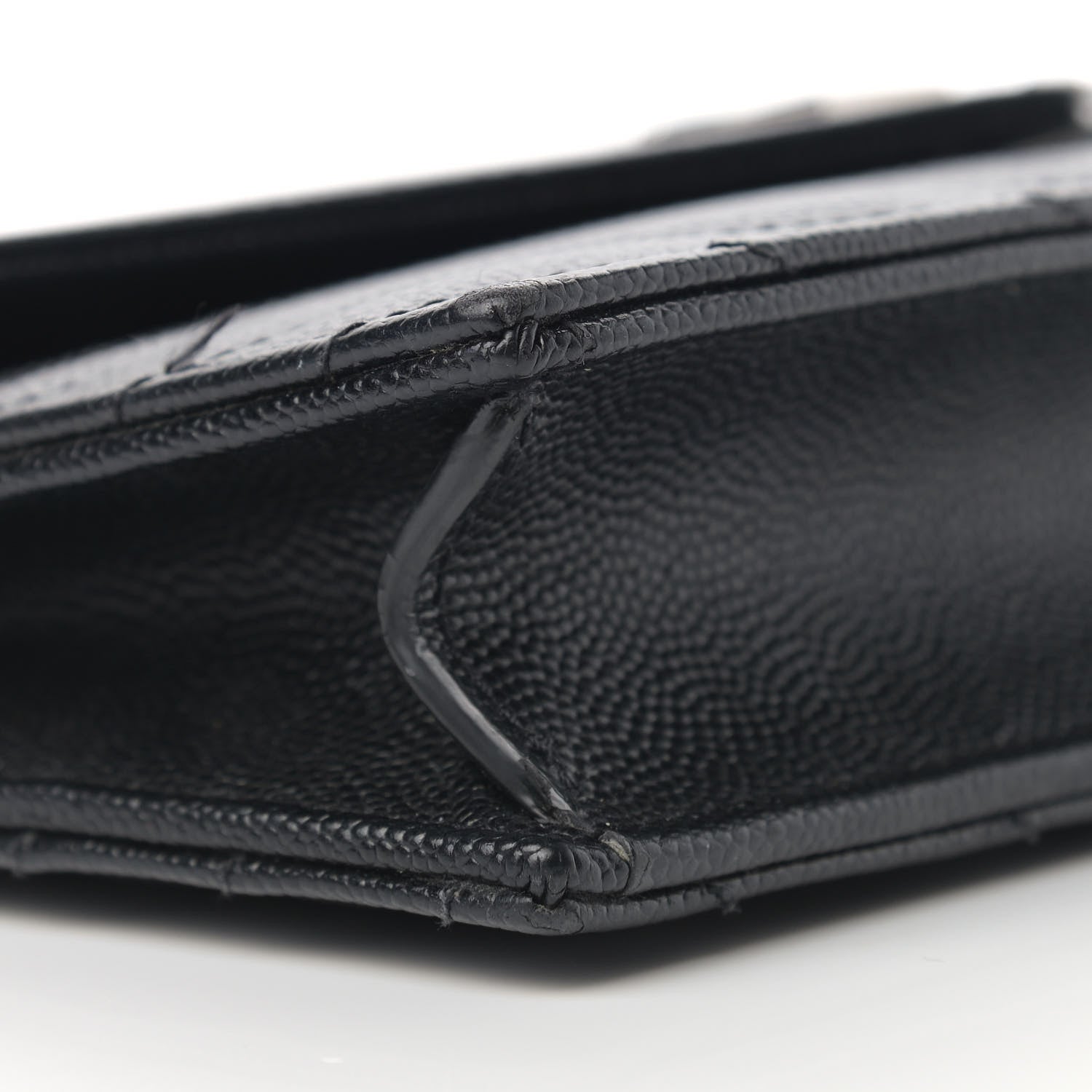 Saint Laurent Grain De Poudre Matelasse Chevron Monogram Envelope Chain Wallet Black 9 of 11