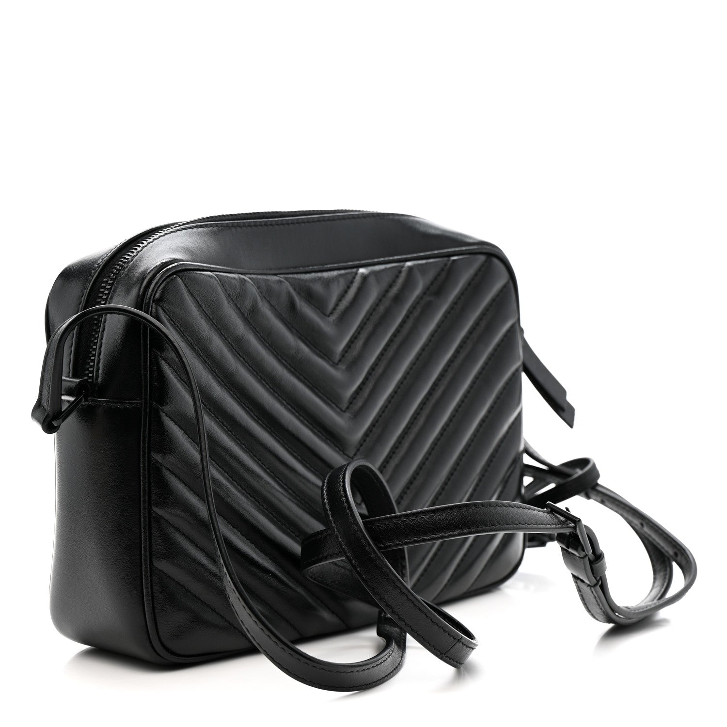 Saint Laurent Calfskin Matelasse Monogram Monochrome Lou Camera Bag Black 3 of 14