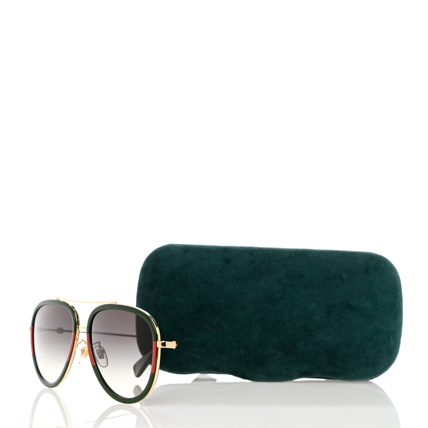 Gucci Acetate Web Aviator Sunglasses GG0062S Green Red 9 of 9