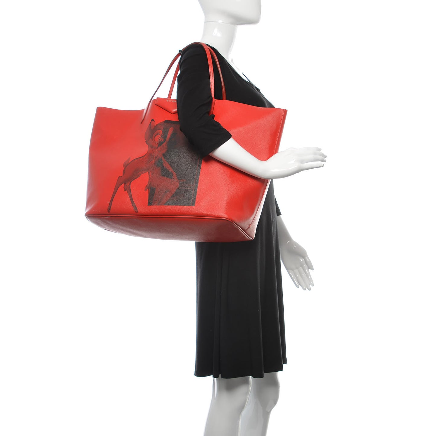 Textured Coated Canvas Bambi Print Large Antigona Tote Red