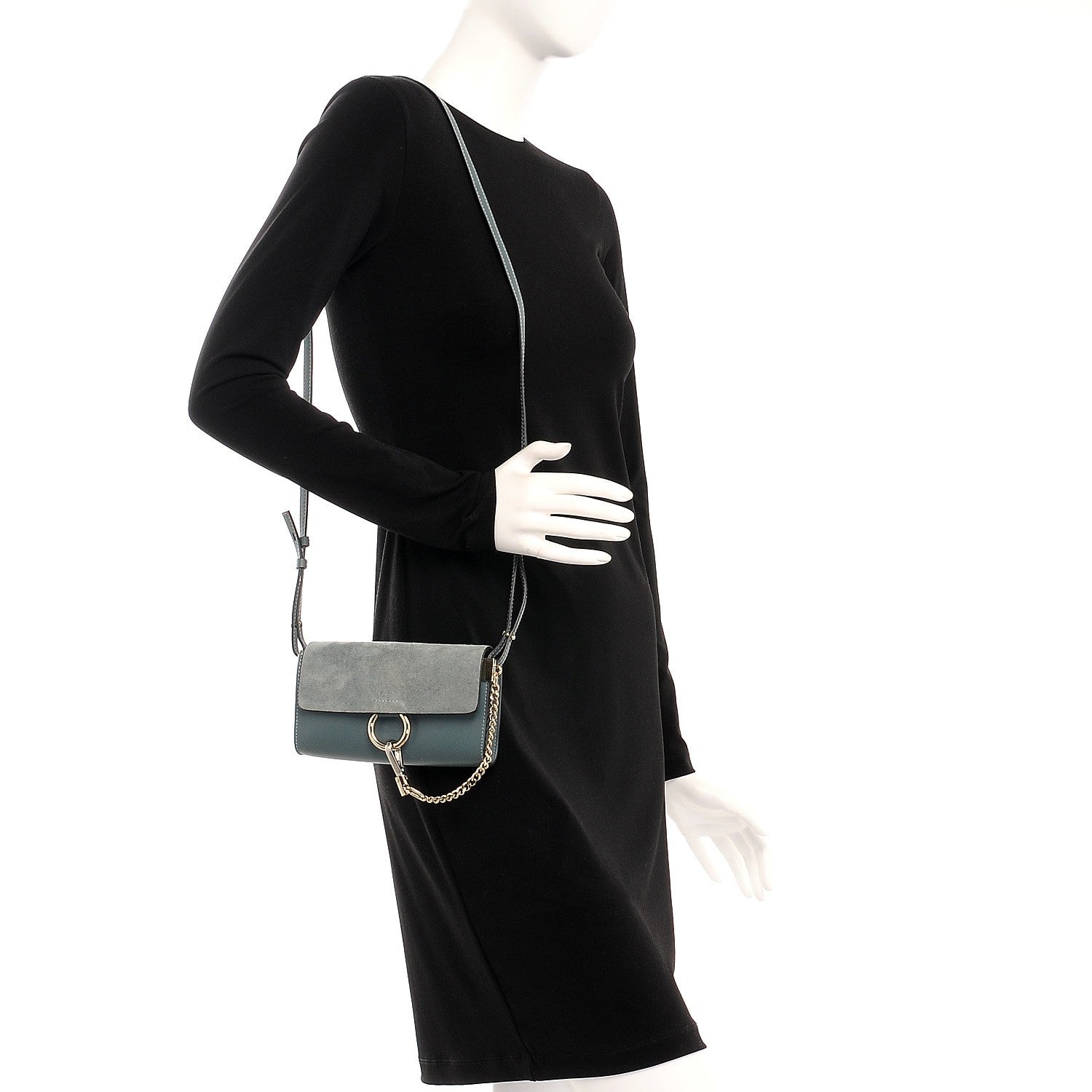 Chloe Suede Calfskin Faye Wallet On Strap Cloudy Blue 2 of 7