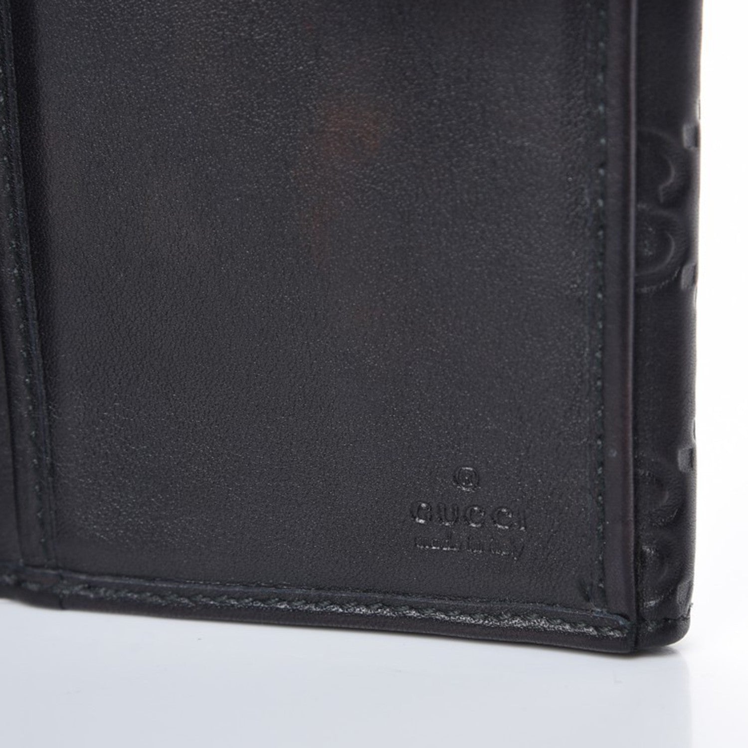 Gucci Guccissima Margaux Calfskin Metal Bar Continental Flap Wallet Black 8 of 9