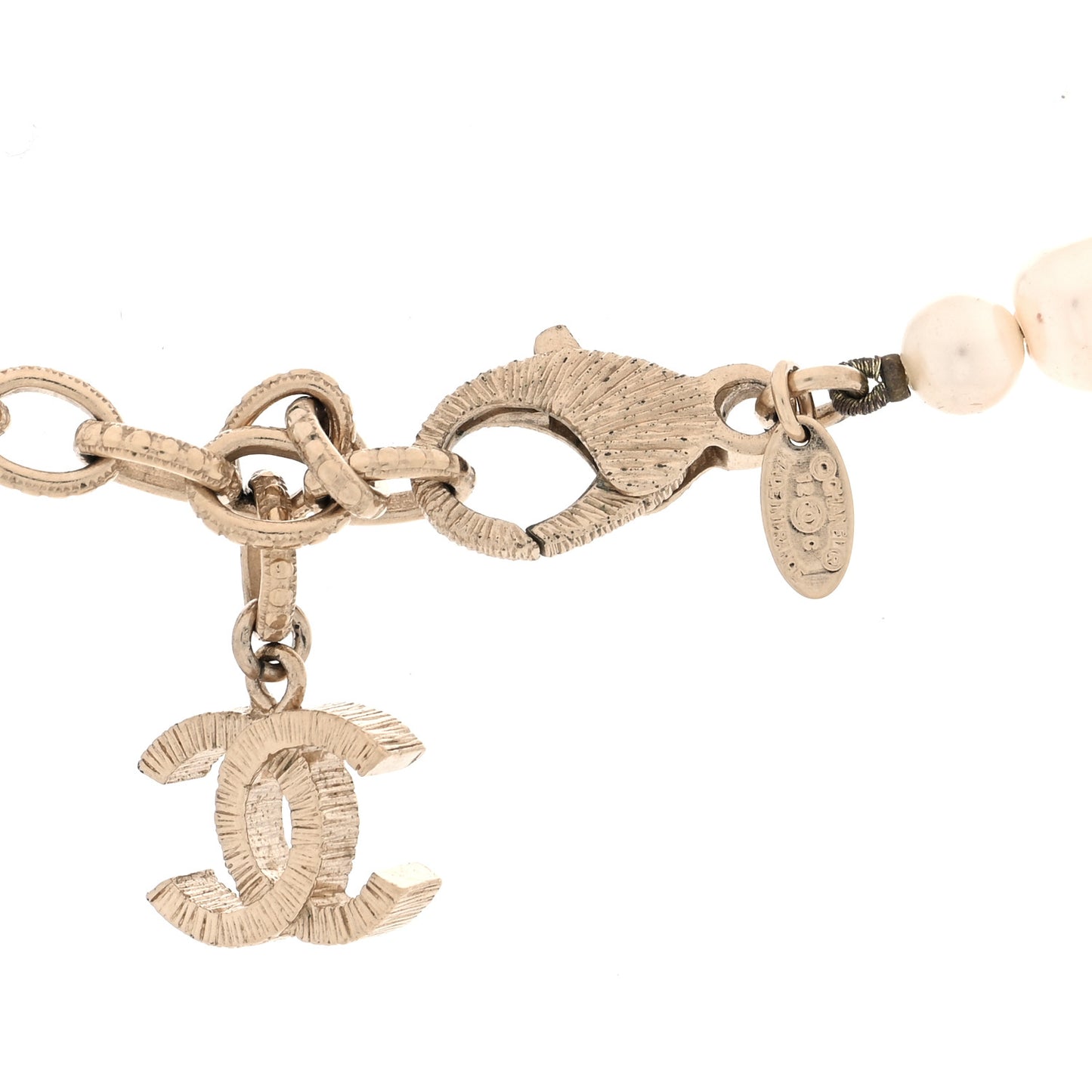Graduated Pearl CC Short Necklace Gold