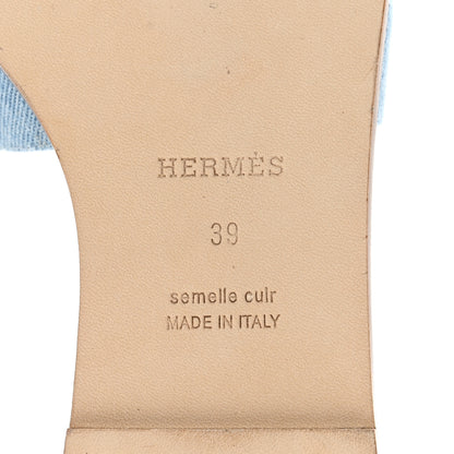 Hermes Denim Santorini Sandals 39 Bleu Clair 6 of 8