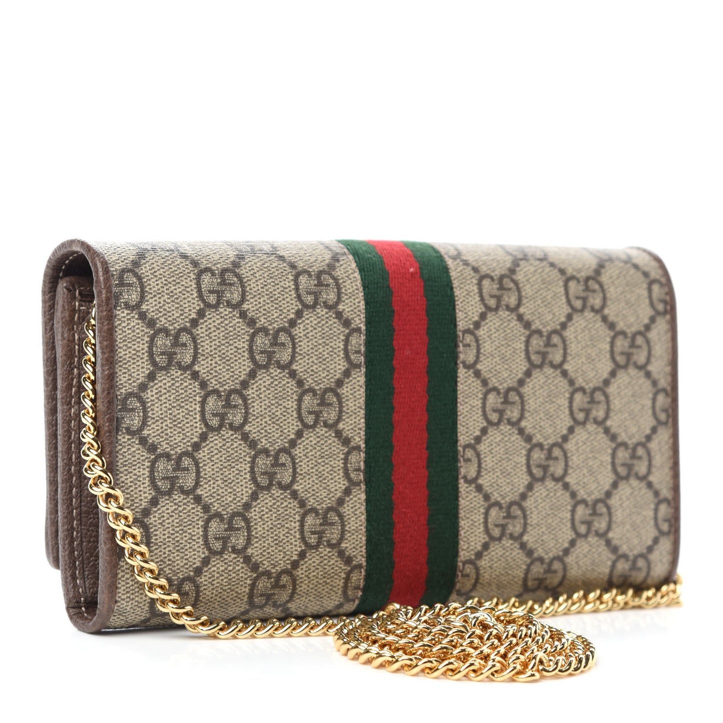 GG Supreme Monogram Web Ophidia Wallet On Chain Brown