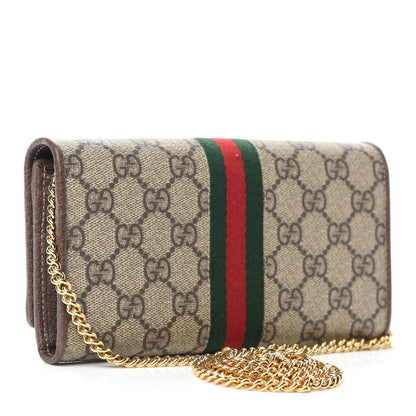 Gucci GG Supreme Monogram Web Ophidia Wallet On Chain Brown 3 of 11