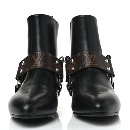 Louis Vuitton Calfskin Monogram Rhapsody Ankle Boots 36.5 Black 2 of 7