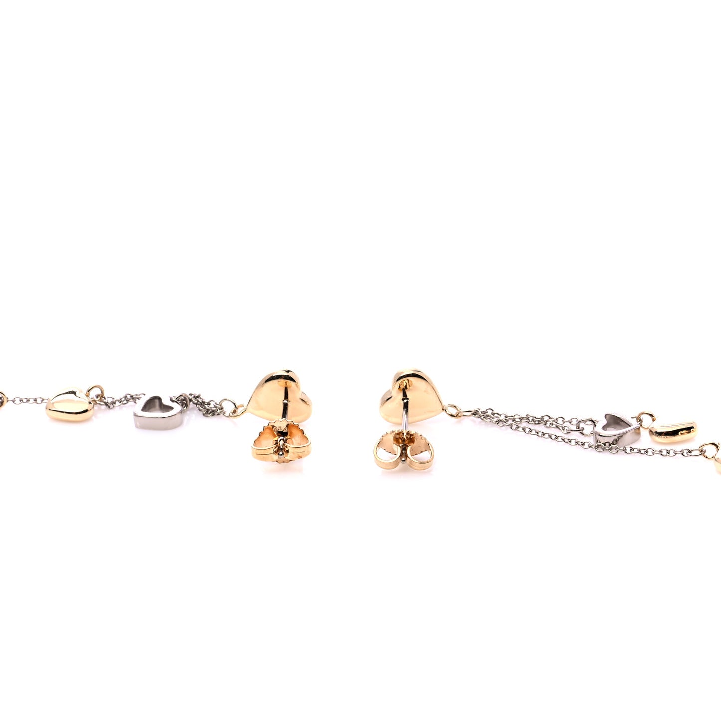 18K Yellow Gold White Gold Multi Heart Drop Earrings