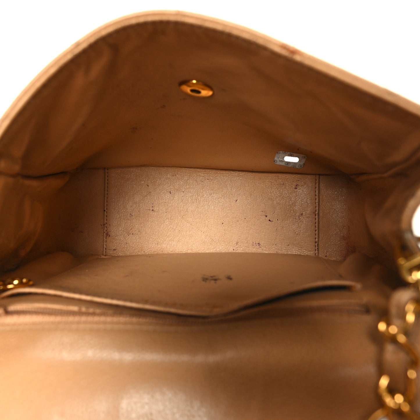 Caviar Quilted Flap Shoulder Bag Beige