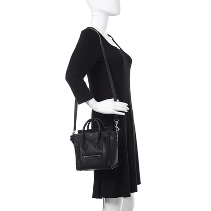 Celine Drummed Calfskin Nano Luggage Black 2 of 10