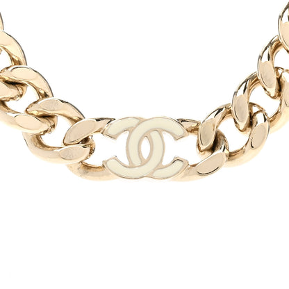 Chanel Metal Enamel Chain CC Choker Gold White 4 of 6