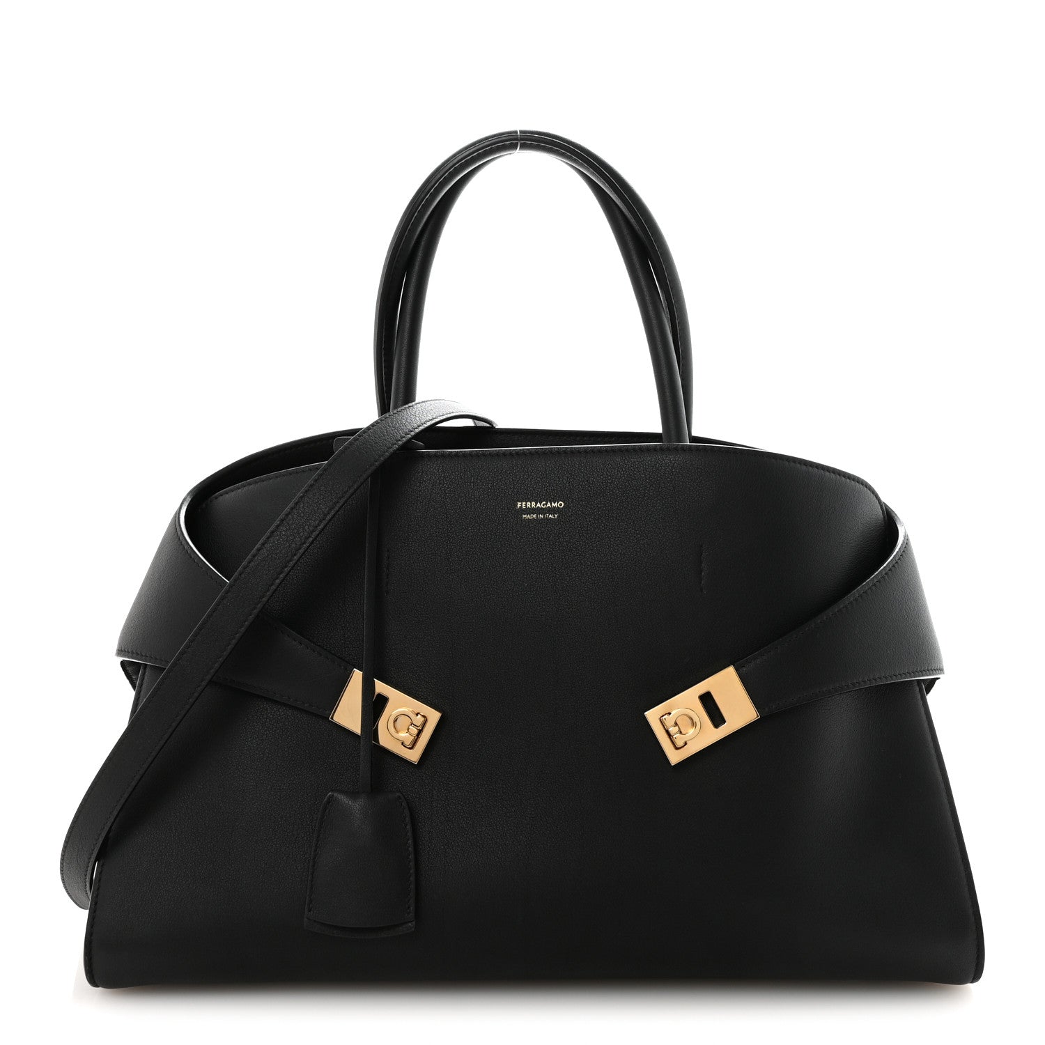 Salvatore Ferragamo Calfskin Medium Hug Bag Black 1 of 9