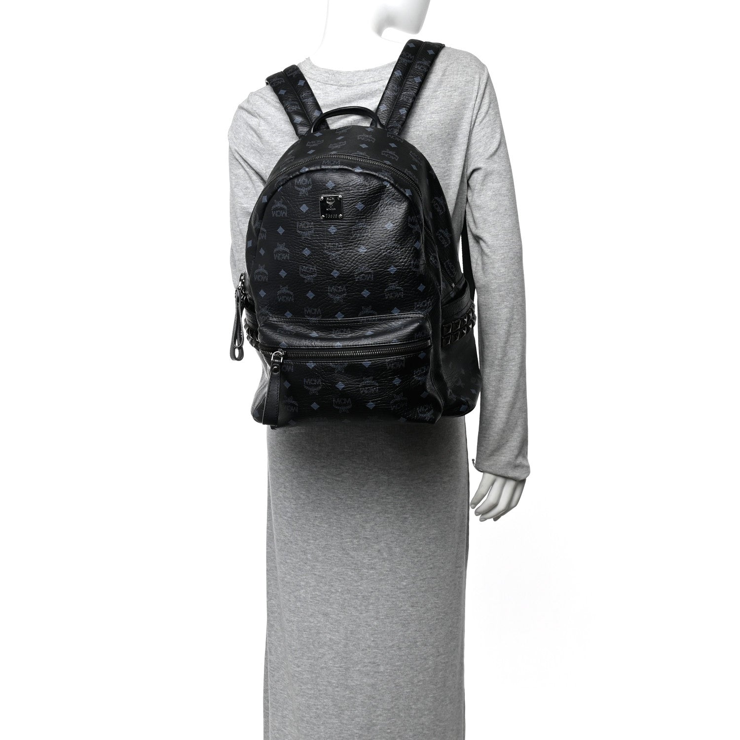 MCM Visetos Medium Side Studs Stark Backpack Black 2 of 9