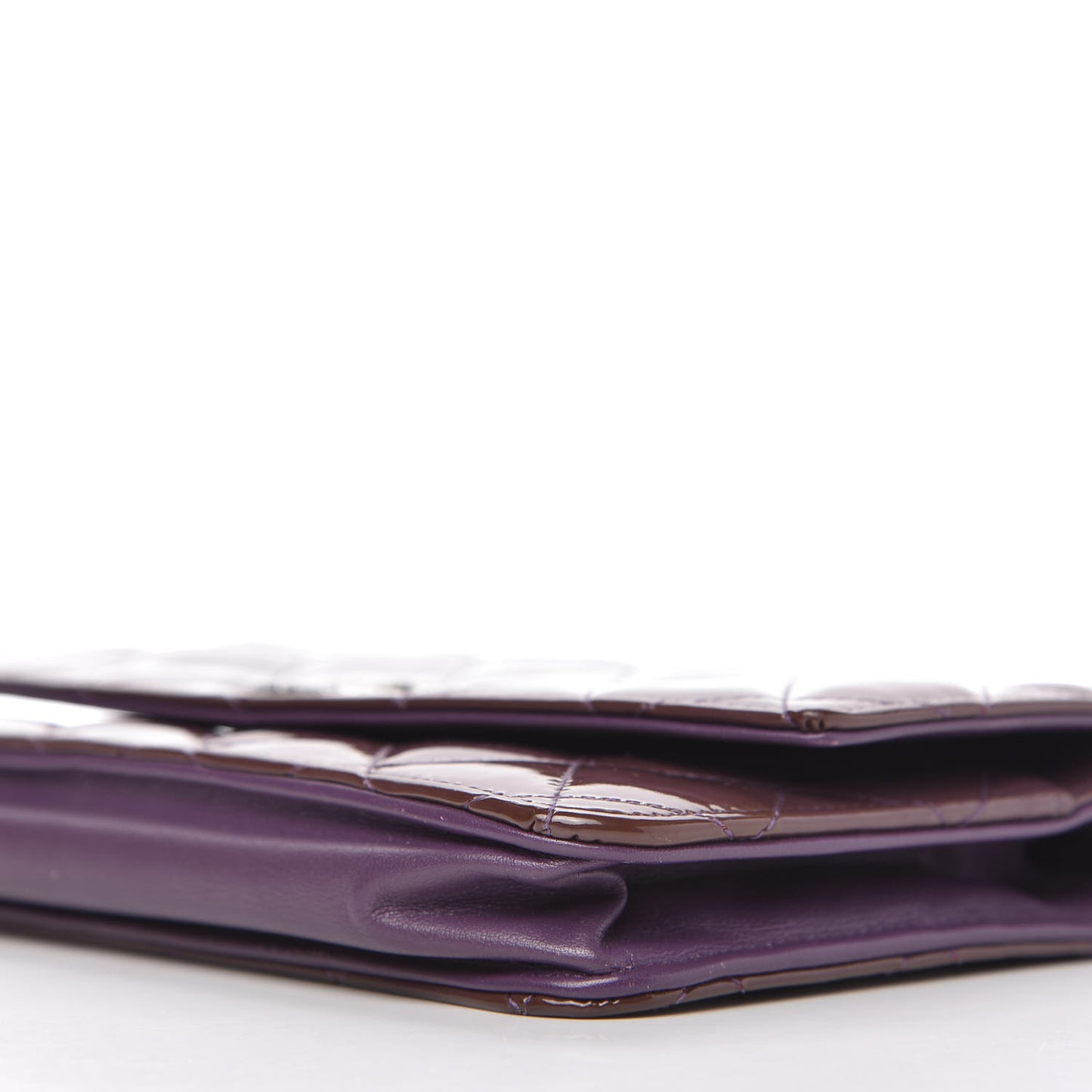 Patent Quilted Brilliant Wallet On Chain WOC Violet