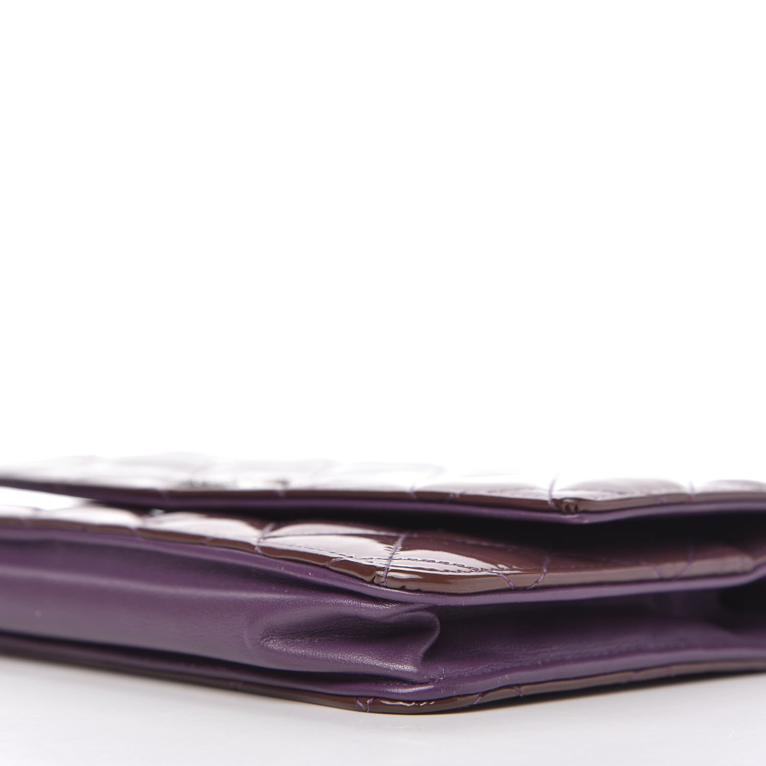 Chanel Patent Quilted Brilliant Wallet On Chain WOC Violet 7 of 12