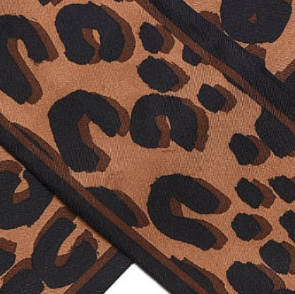 Silk Leopard Bandeau Scarf Marron