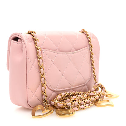 Chanel Lambskin Quilted Mini Heart Charms Flap Light Pink 3 of 9