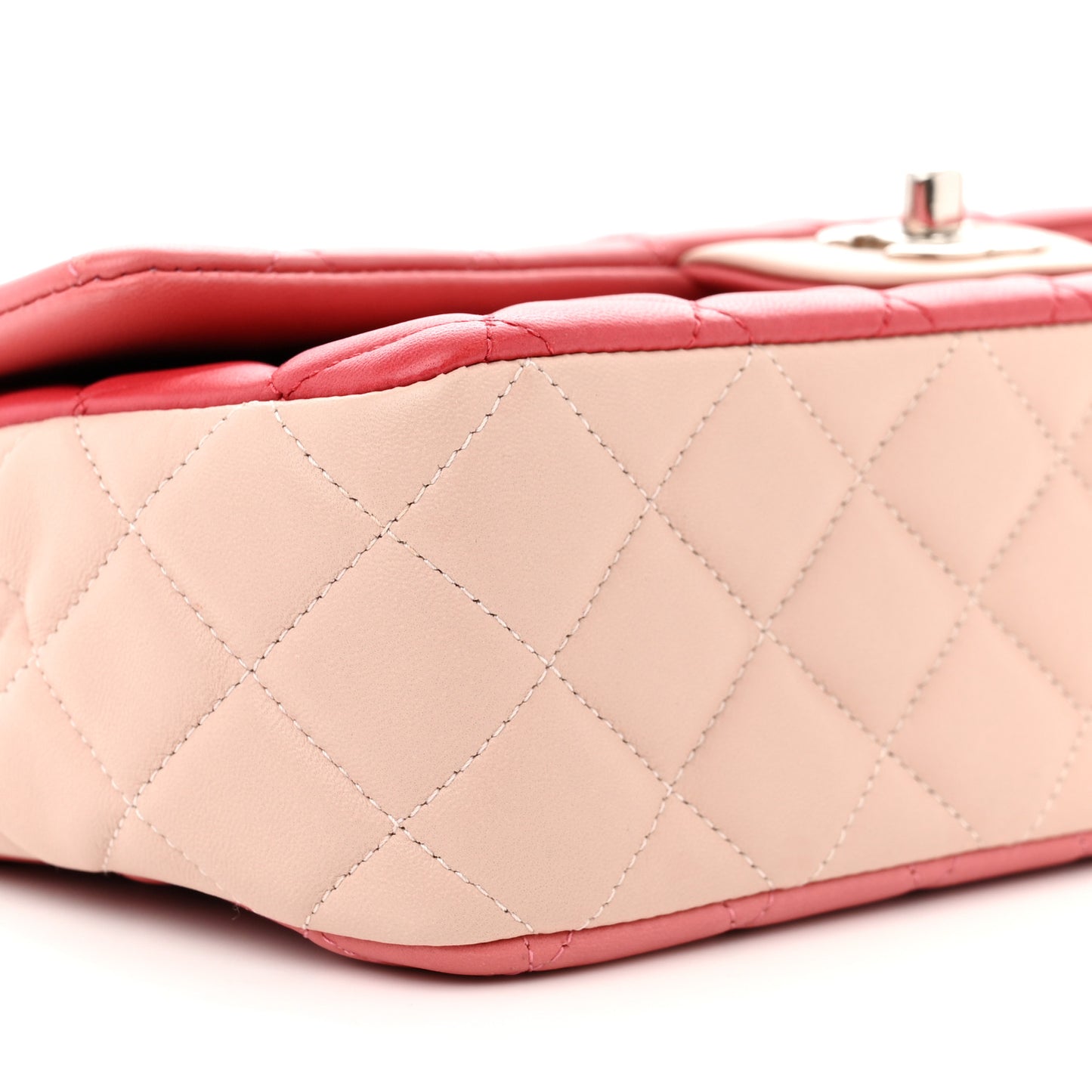 Lambskin Quilted Tri-Color Medium Valentine Charms Single Flap Pink
