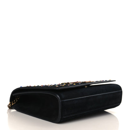 Saint Laurent Suede Crystal Medium Classic Monogram Kate Satchel Black 4 of 8