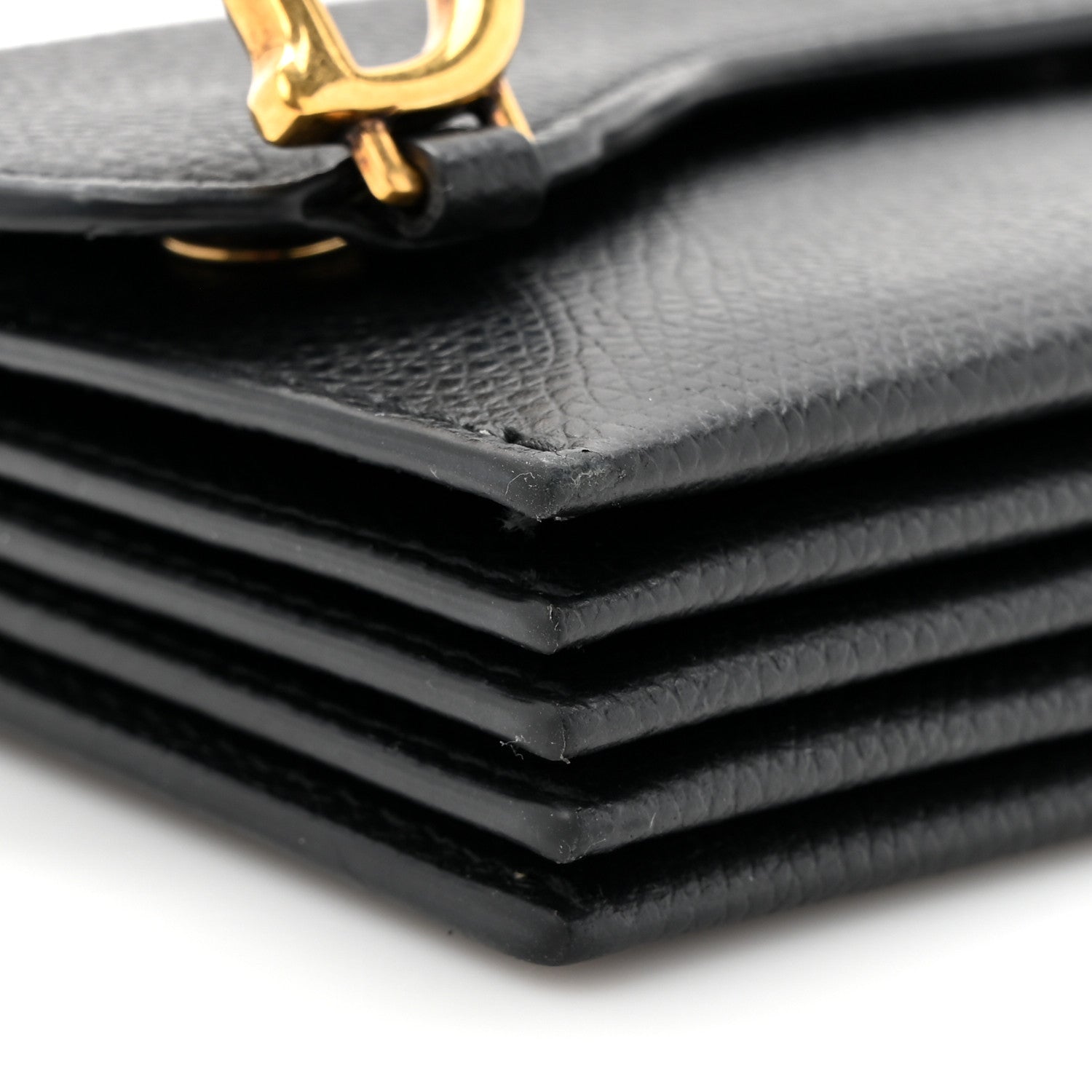 Christian Dior Grained Calfskin Saddle 5-Gusset Card Holder Black 8 of 10