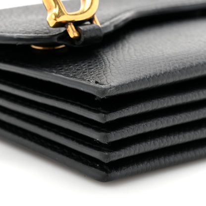 Christian Dior Grained Calfskin Saddle 5-Gusset Card Holder Black 8 of 10