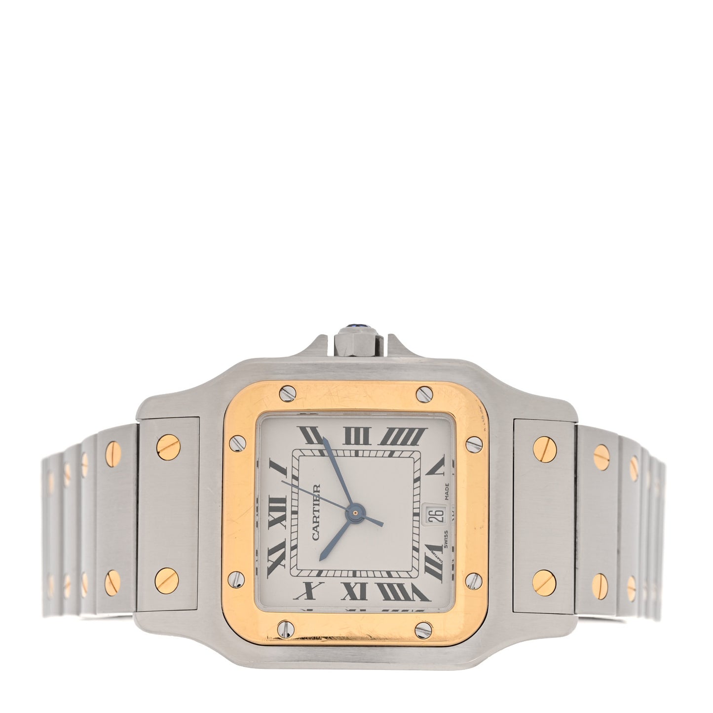 Stainless Steel 18K Yellow Gold 29mm Santos De Cartier Galbee Quartz Watch